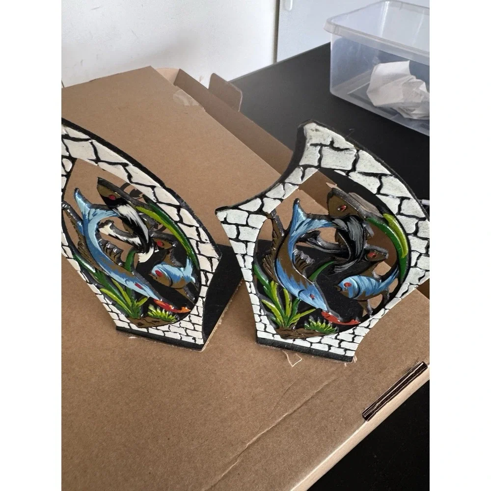 Vintage Bookends 50's Made In Israel Fish Design